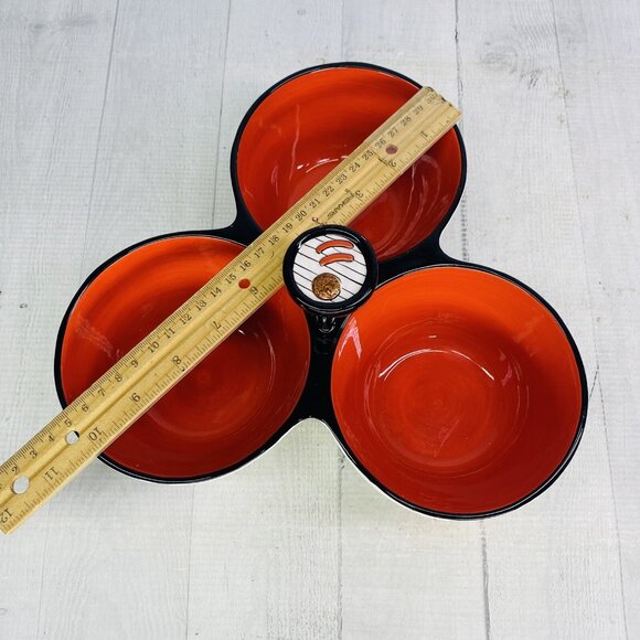 Clay Art GRILL TIME Hand Painted Summer Fun  3 Section Ceramic Condiment Server - Picture 10 of 16